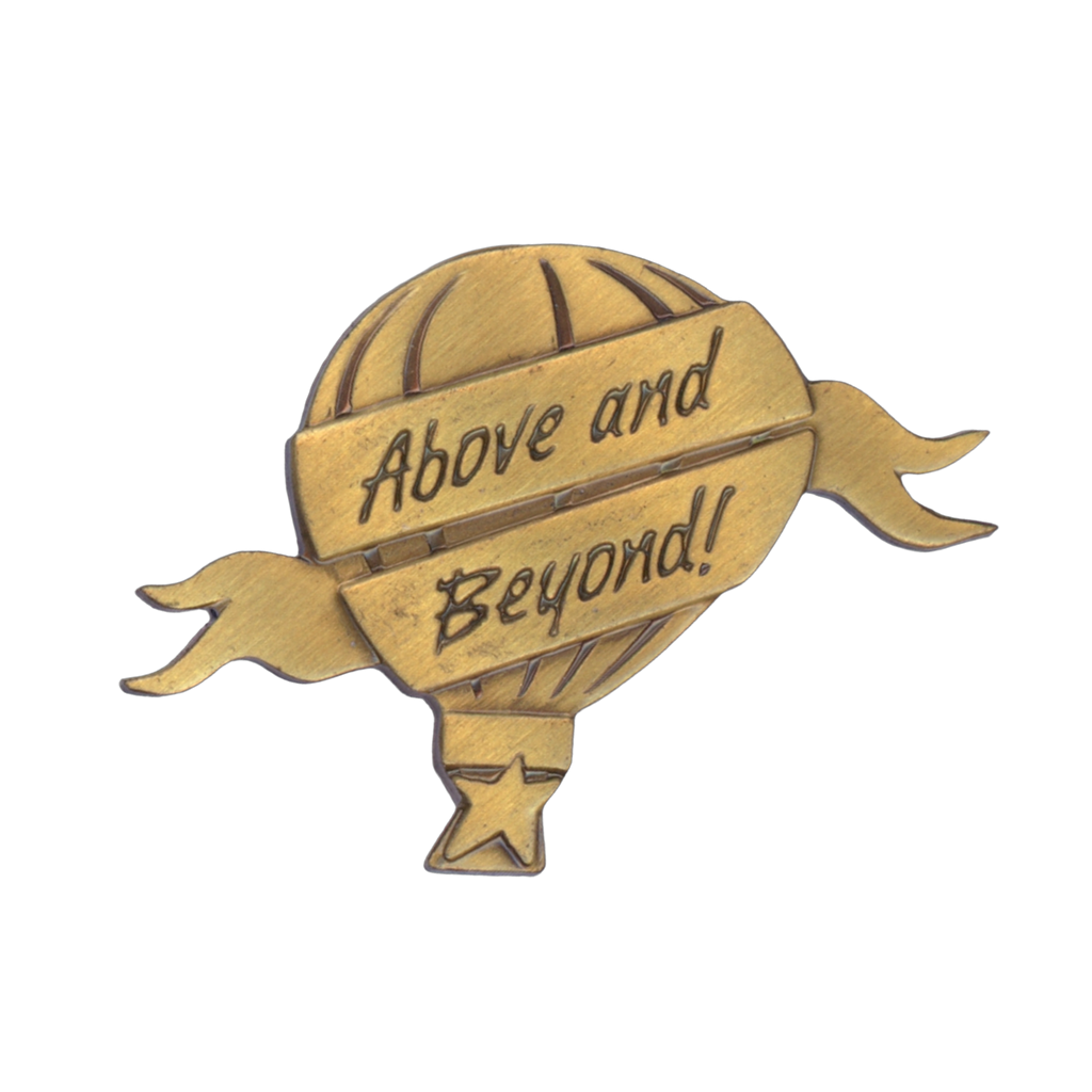 Baudville Above and Beyond Hot Air Balloon Vintage Lapel Pin Front