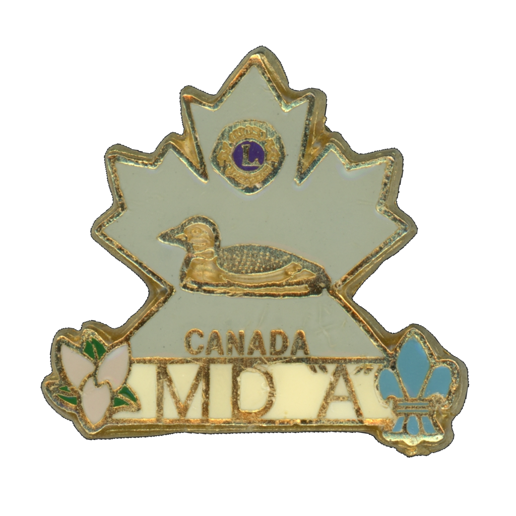 Lions Club Canada MD A Loon Maple Leaf Vintage Lapel Pin Front