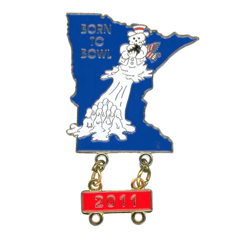 Minnesota Bowling Born to Bowl 2011 Dangle Lapel Pin Front