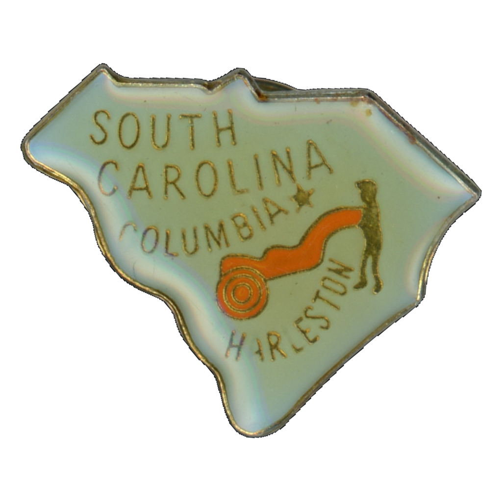 South Carolina Columbia Charleston Map Lapel Pin Front