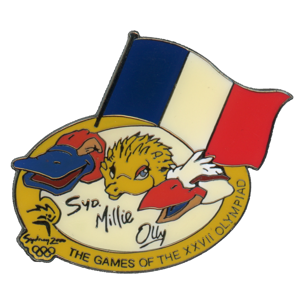 Sydney 2000 Olympics Mascots France Flag Lapel Pin Front