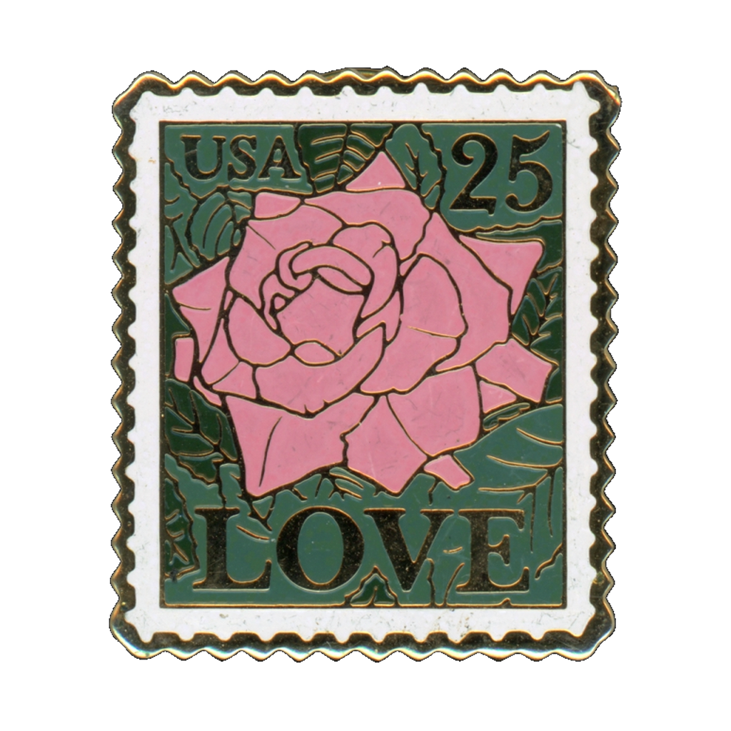 USPS 25 Cent Love Rose Stamp 1988 Lapel Pin Front