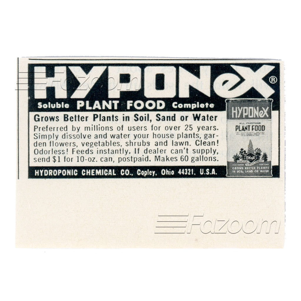 1968 Hyponex Plant Food Vintage Ad - Fazoom