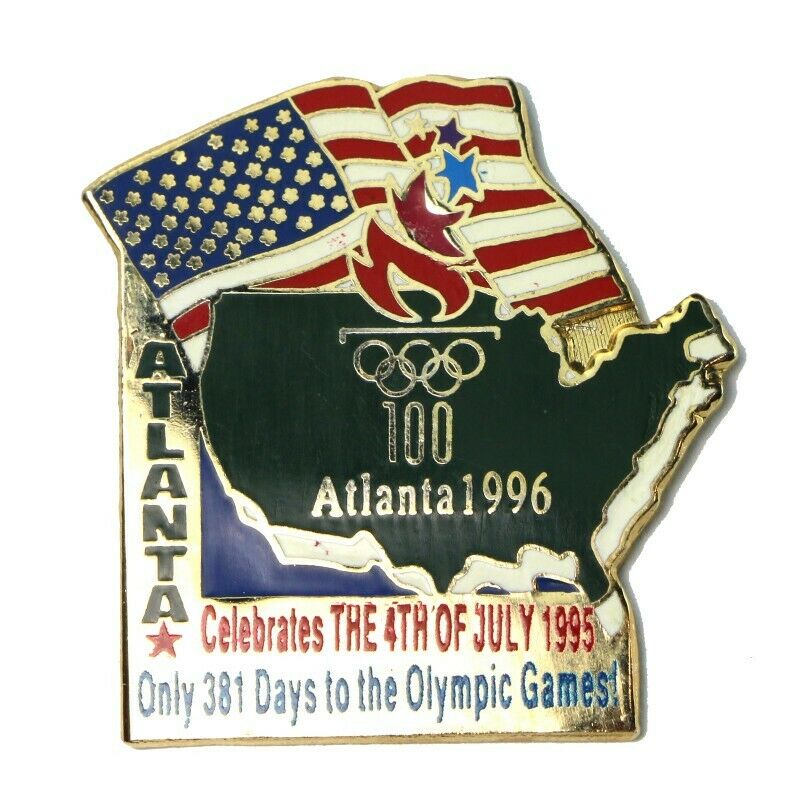 1996 Atlanta Summer Olympics 4th of July 1995 381 Days Countdown Lapel Pin - Fazoom