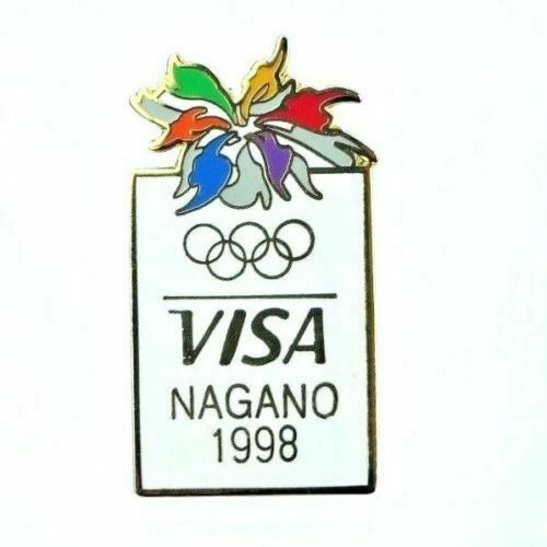 1998 Nagano Olympics Winter Games VISA Olympic Sponsor Lapel Pin Advertising - Fazoom
