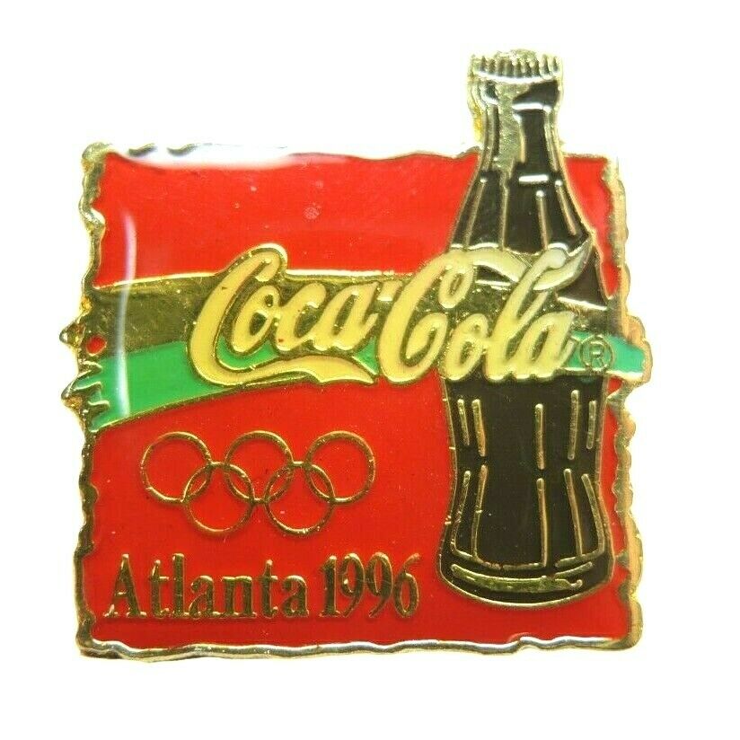 1996 Atlanta Summer Olympics Square Coca-Cola Coke Bottle Sponsor Lapel Pin - Fazoom