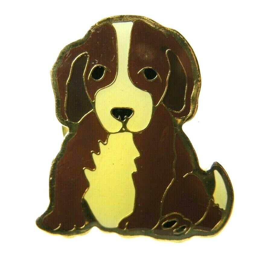 Brown Puppy Dog Gold Tone Lapel Pin - Fazoom