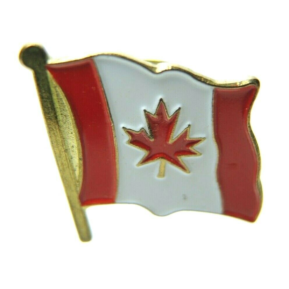 Canada Canadian Flag Gold Tone Souvenir Lapel Pin - Fazoom