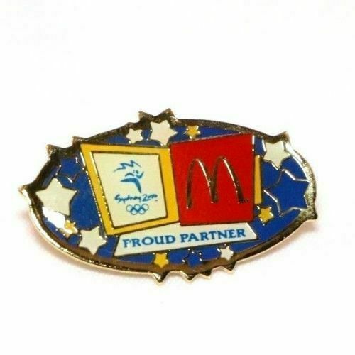 McDonald's 2000 SYDNEY Olympics Sponsor Proud Partner Oval Stars Logo Lapel Pin - Fazoom