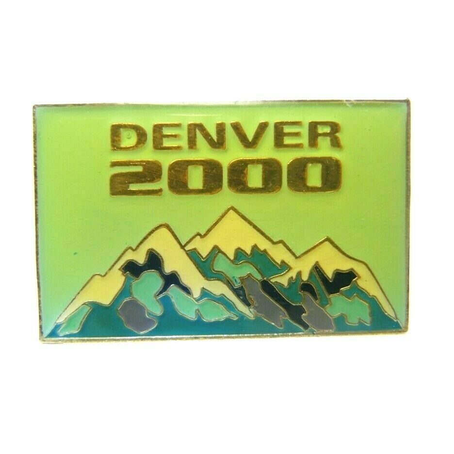 Denver Colorado 2000 Mountains Rectangle Souvenir Lapel Pin - Fazoom