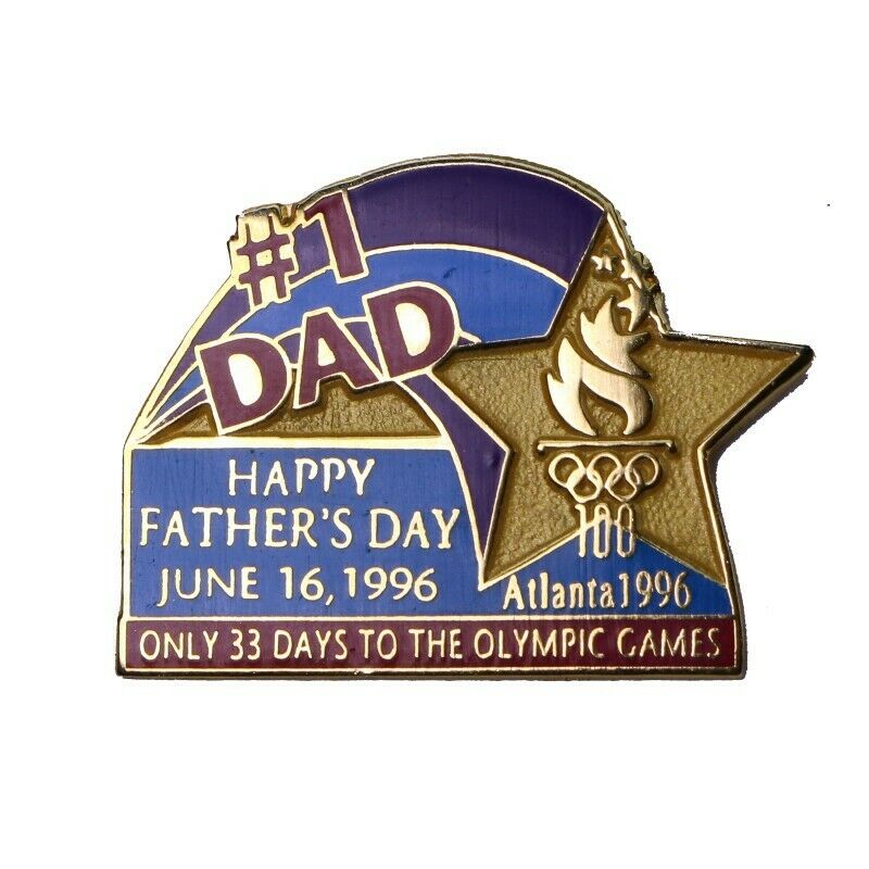 1996 Atlanta Summer Olympics Father's Day 1996 #1 Dad 33 Days Countdown Pin - Fazoom
