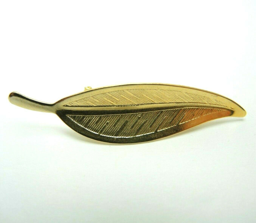 Leaf 2-inch Wide Vintage Gold-Tone Unsigned Brooch Lapel Pin - Fazoom