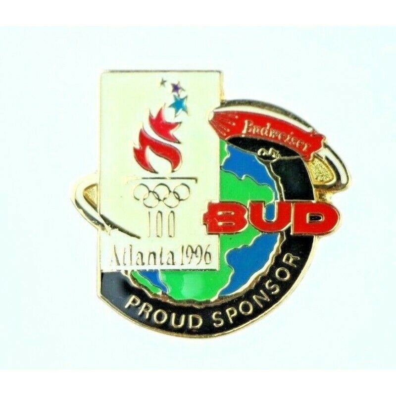 1996 Atlanta Olympics Budweiser Olympic Sponsor Pin Blimp Globe Bud Beer World - Fazoom