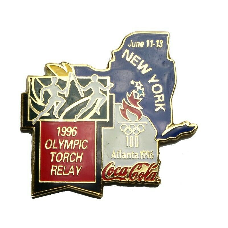 1996 Atlanta Summer Olympics Coca-Cola Torch Relay New York June 11-13 Lapel Pin - Fazoom