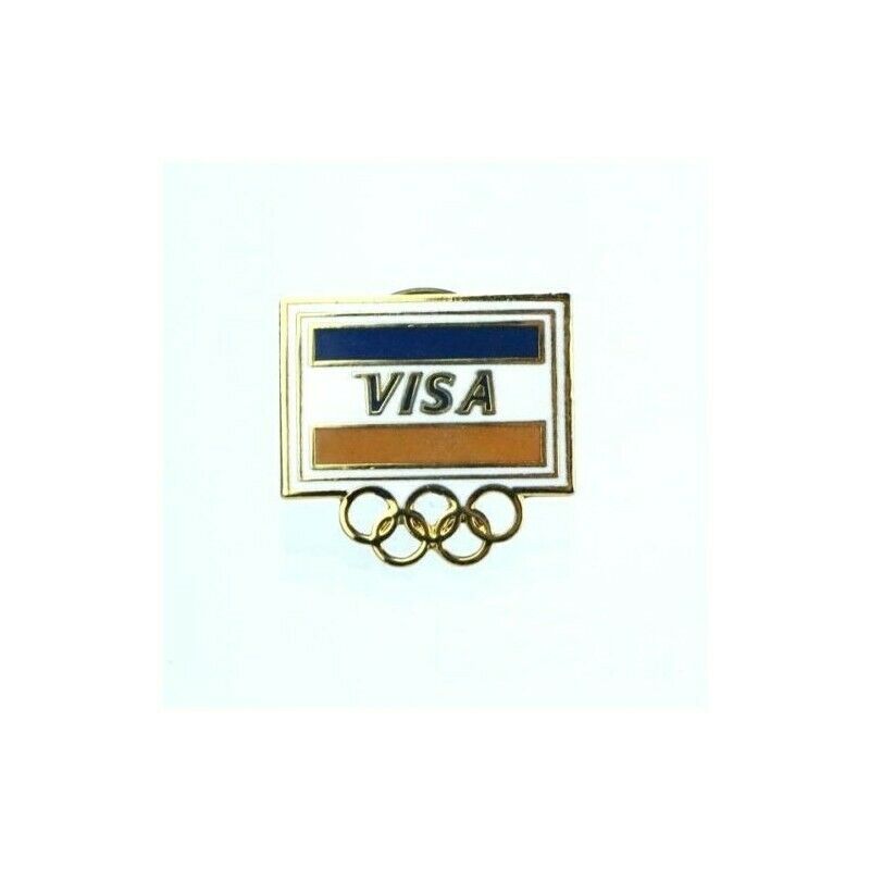 Olympics VISA Olympic Sponsor Pin Visa Logo Olympic Rings Pinback Badge ~ small - Fazoom