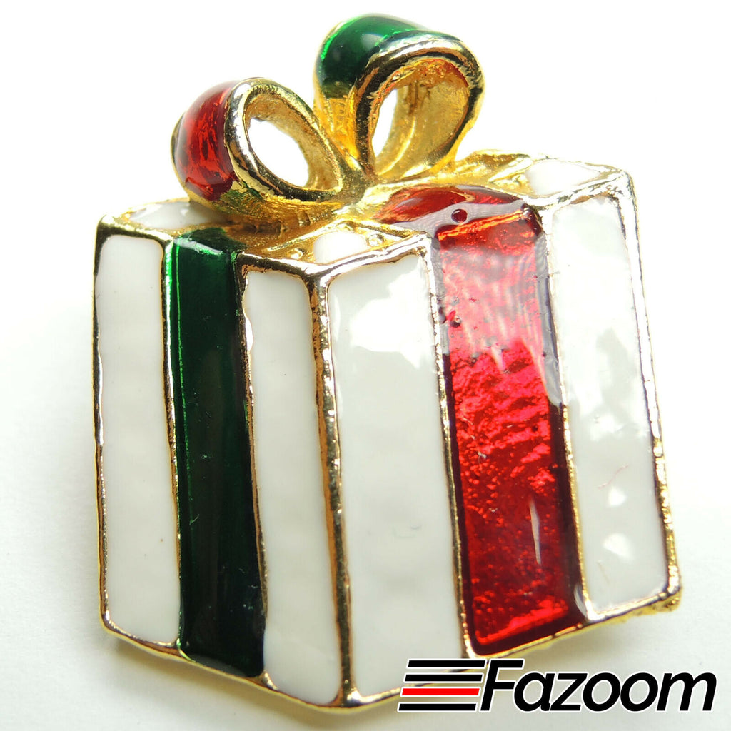Gold-Tone Christmas Presents Brooch Lapel Pin - Fazoom