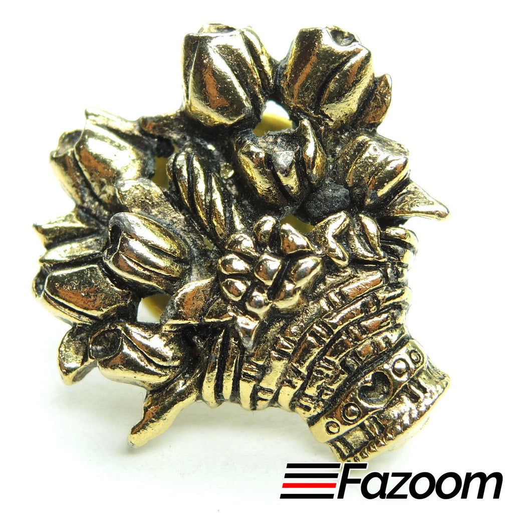 CTA Signed Floral Bouquet Brooch Lapel Pin Vintage - Fazoom