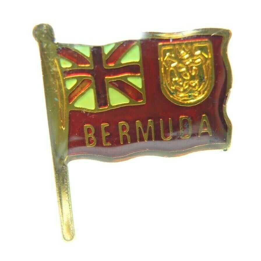 Bermuda Flag Gold Tone Souvenir Lapel Pin - Fazoom