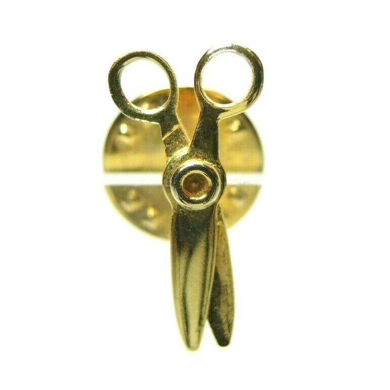 Barber Hair Stylist Dresser Scissors Gold Tone Lapel Pin - Fazoom