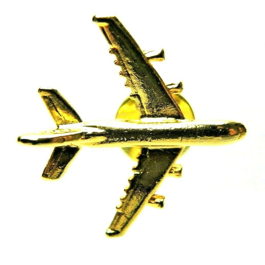 Airplane Jet Gold Tone Lapel Pin - Fazoom