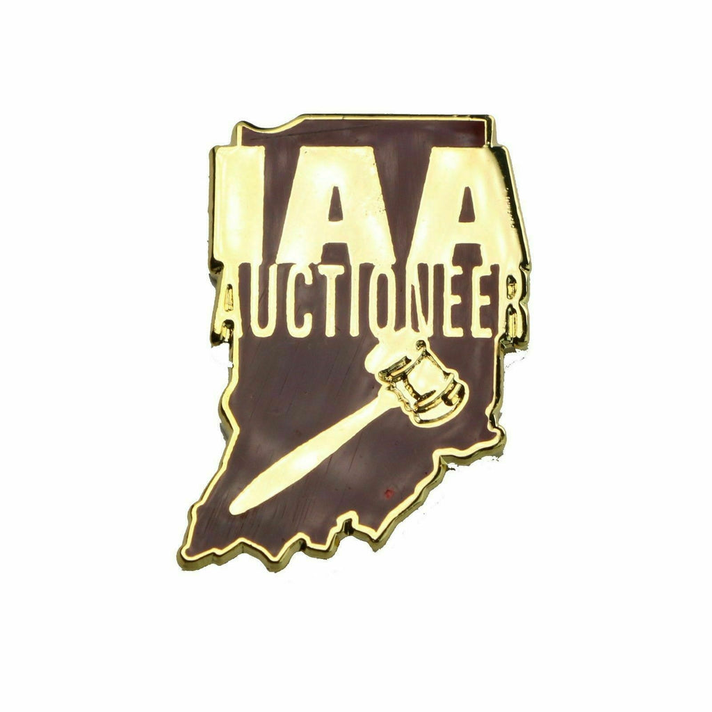 Indiana Auctioneers Association State Outline Lapel Pin - Fazoom