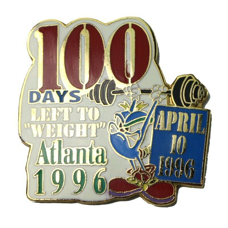 1996 Atlanta Summer Olympics 100 Days Left To Weight Izzy Mascot Countdown Pin - Fazoom