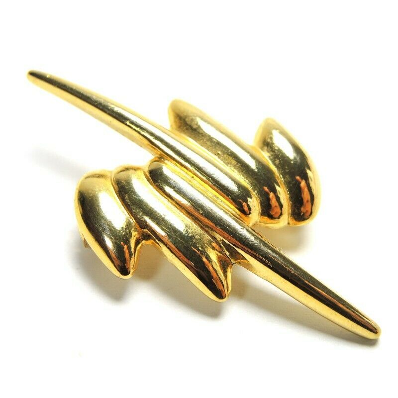 Bolt Gold Tone Brooch Lapel Pin - Fazoom