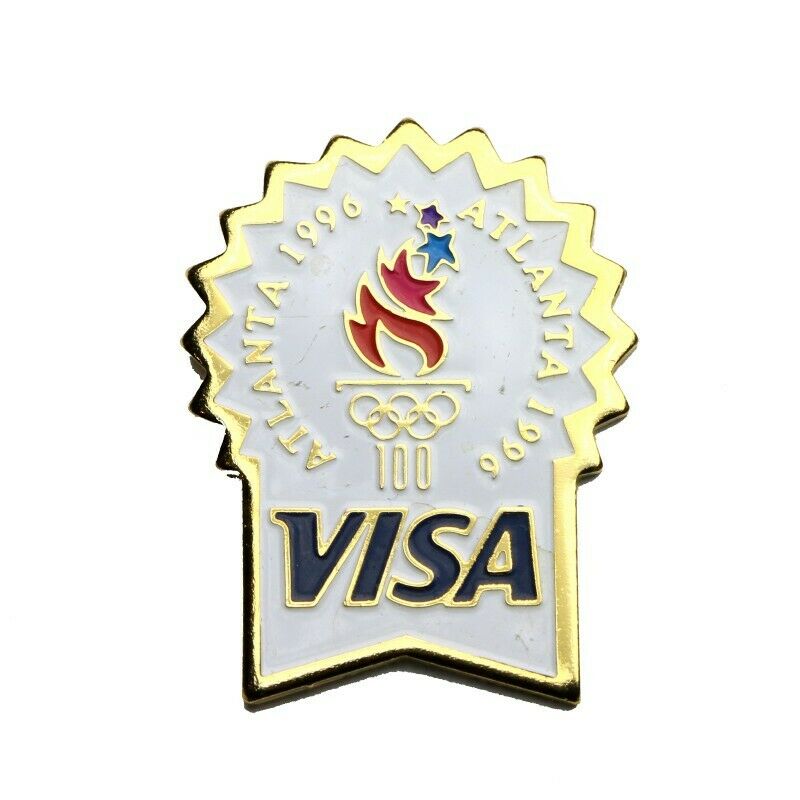 1996 Atlanta Summer Olympics Visa White Burst Lapel Pin - Fazoom