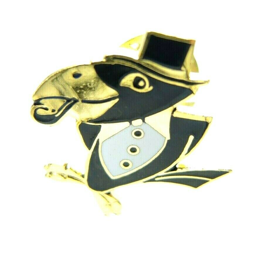 Black Crow in Tuxedo Gold Tone Lapel Pin - Fazoom