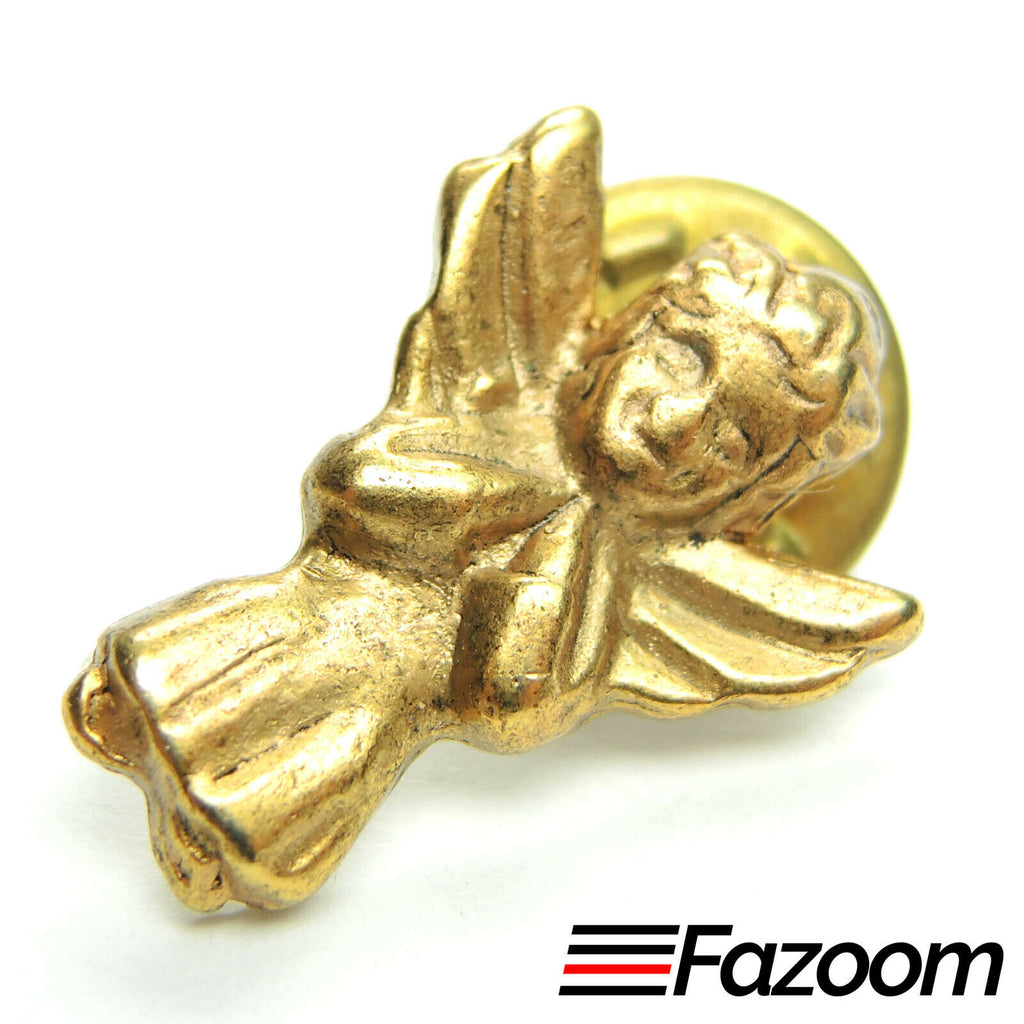 Gold-Tone Metal Angel Brooch Lapel Pin - Fazoom