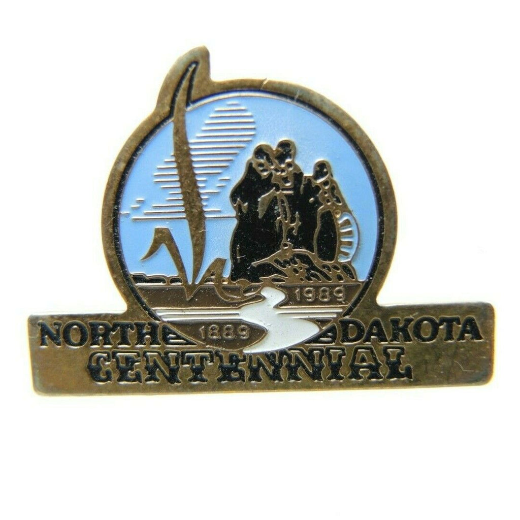 North Dakota Centennial 1889-1989 Gold Tone Souvenir Lapel Pin - Fazoom
