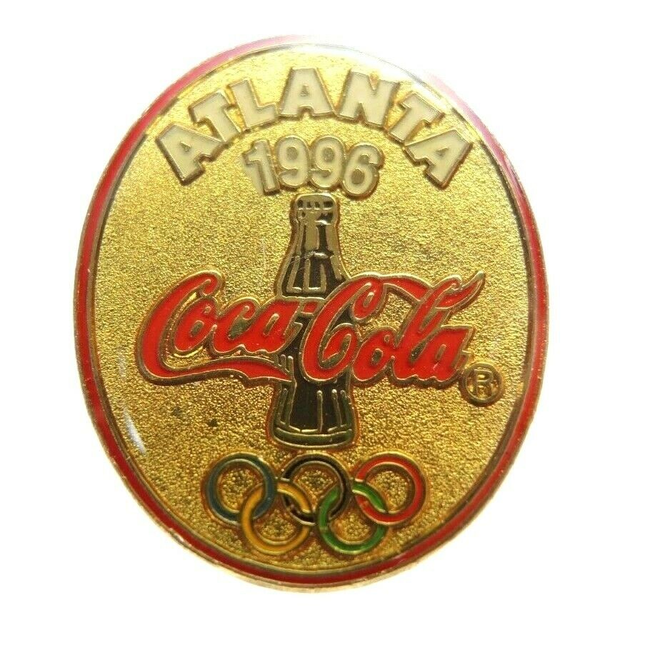 1996 Atlanta Summer Olympics Oval Coca-Cola Coke Bottle Sponsor Lapel Pin - Fazoom
