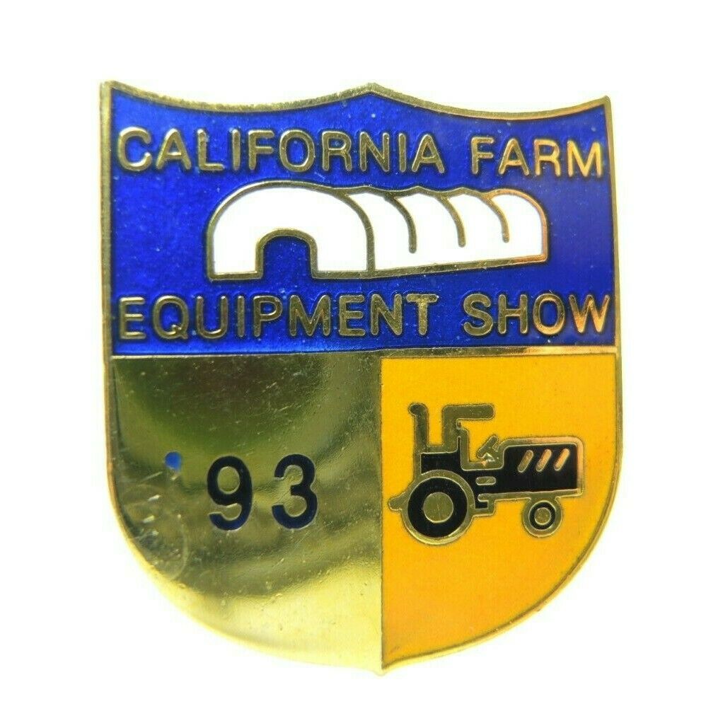 California Farm Equipment Show 1993 Tractor Badge Gold Tone Lapel Pin - Fazoom