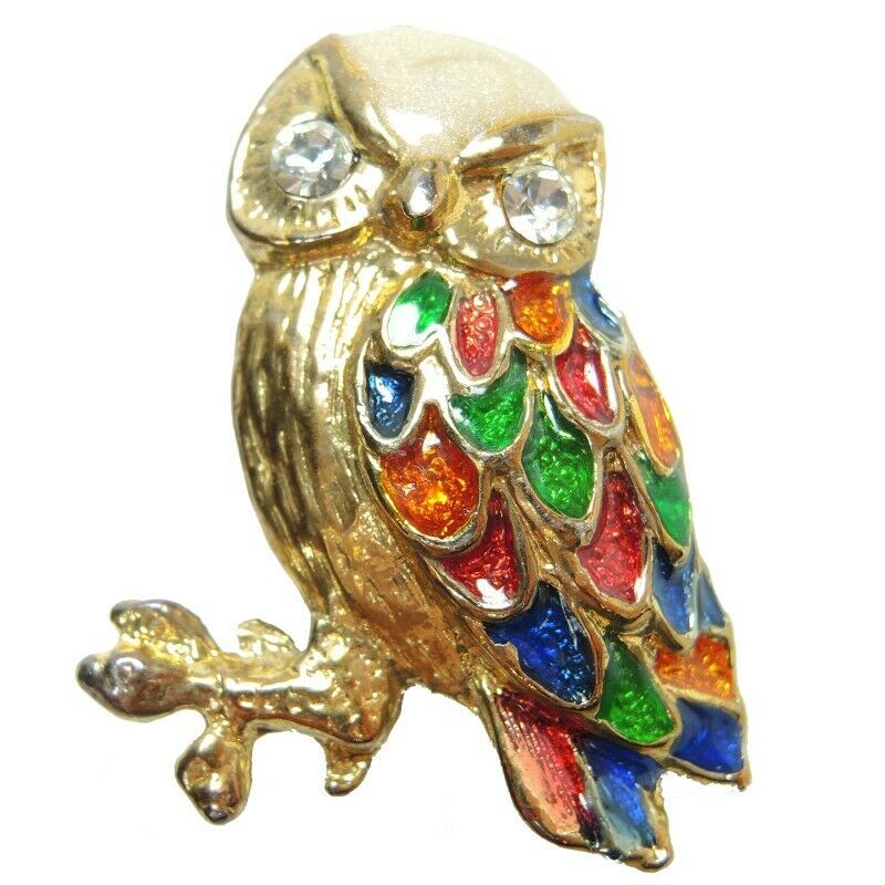 Owl Gold Tone Brooch Lapel Pin Vintage - Fazoom