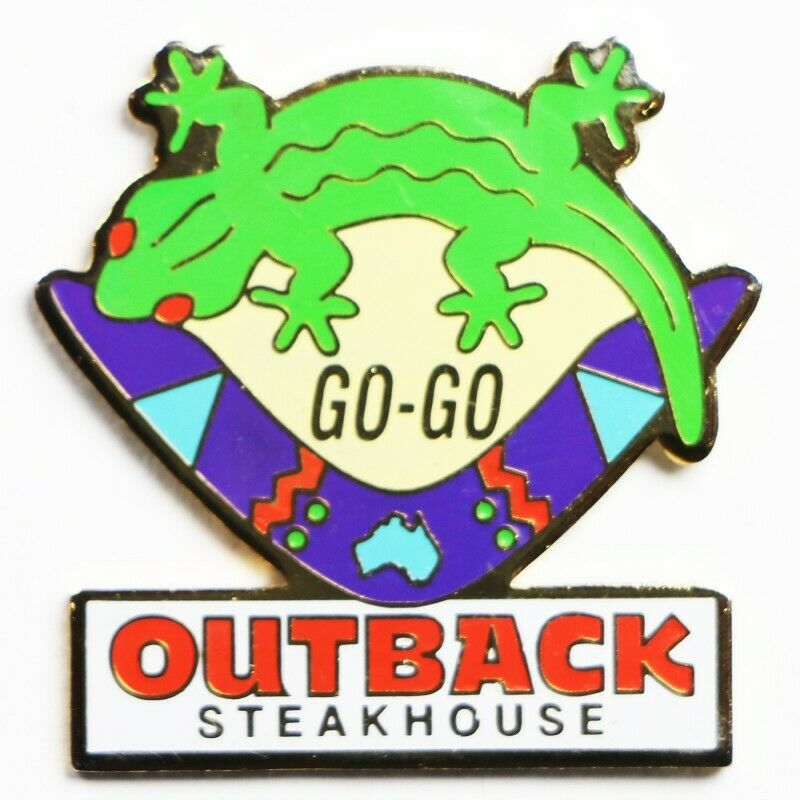 Outback Steakhouse Go-Go Green Gecko Lizard Lapel Pin - Fazoom