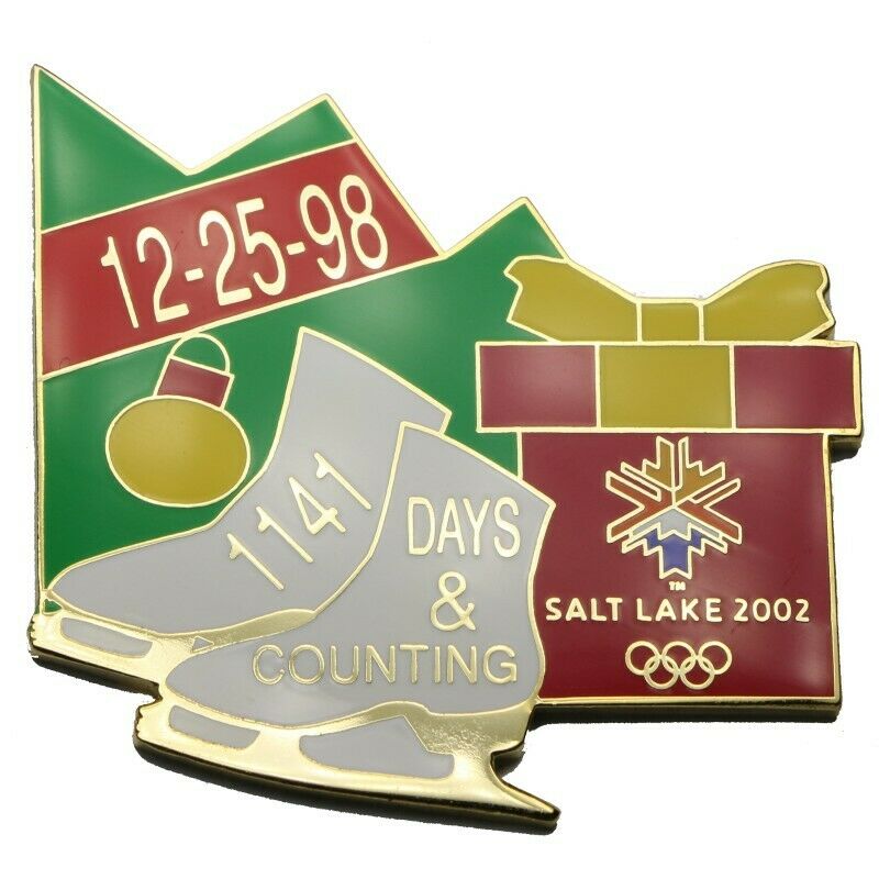 2002 Salt Lake City Winter Olympics 1141 Days Countdown Christmas 1998 Lapel Pin - Fazoom