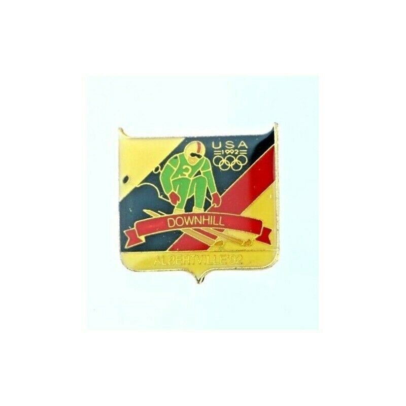 1992 Albertville Olympics Downhill Skiing Pin Badge USA Fundraising Collection - Fazoom