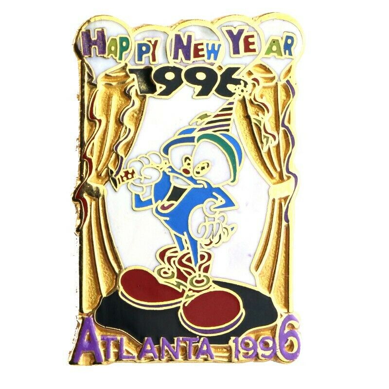 1996 Atlanta Summer Olympics Happy New Year 1996 Izzy Mascot Lapel Pin #51803 - Fazoom