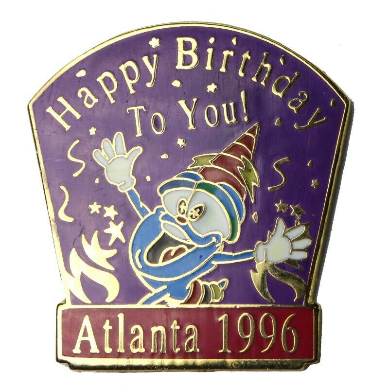 1996 Atlanta Summer Olympics Happy Birthday Izzy Mascot Lapel Pin #515803 - Fazoom