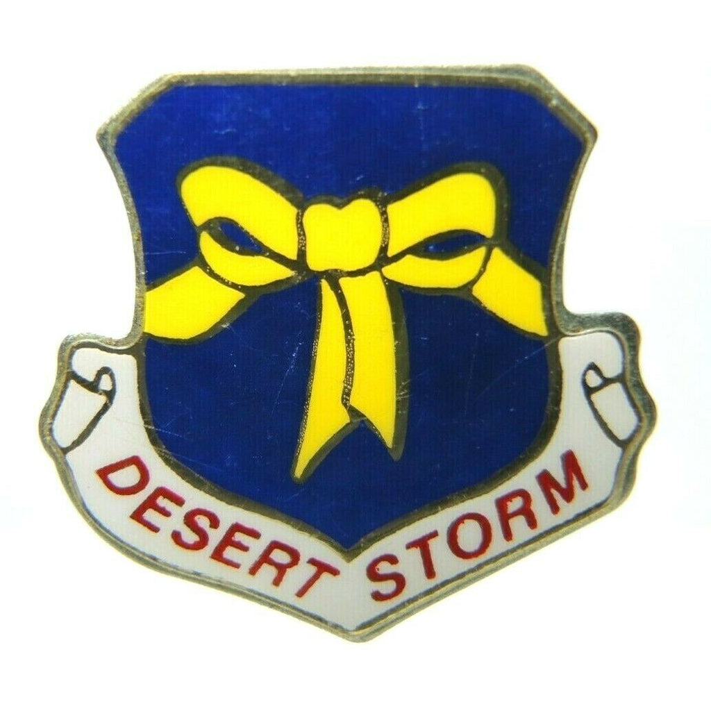 Desert Storm Shield Ribbon Gold Tone Lapel Pin - Fazoom