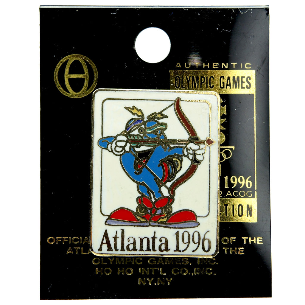 Atlanta 1996 Summer Olympic Games Izzy Mascot Archery Lapel Pin