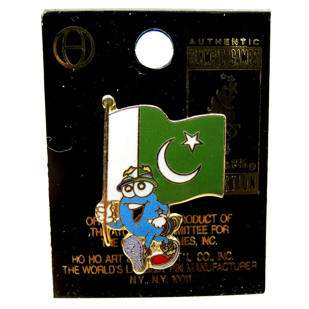 Atlanta 1996 Summer Olympic Games Izzy Mascot Pakistan Flag Lapel Pin