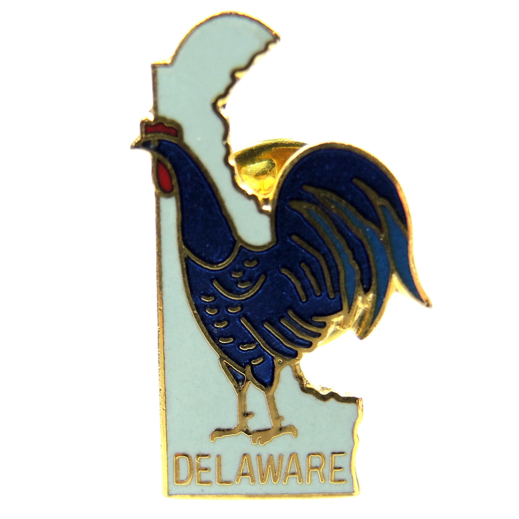 Delaware Blue Hen Bird State Outline Lapel Pin