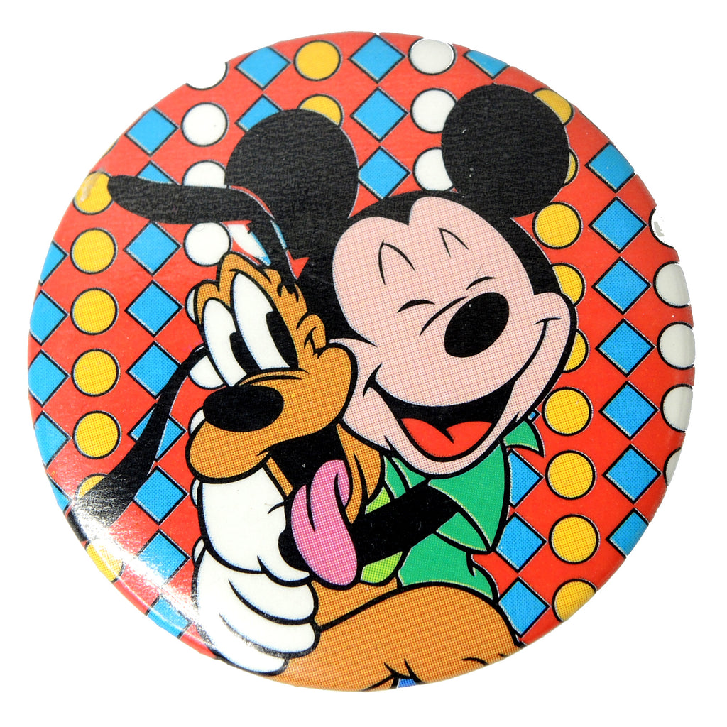 Disney Mickey Mouse & Pluto Vintage 1.75-inch Round Button - Fazoom