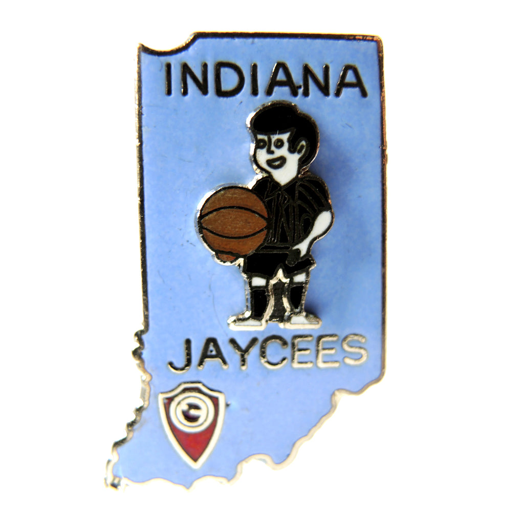 Indiana Jaycees State Outline Basketball Lapel Pin - Fazoom