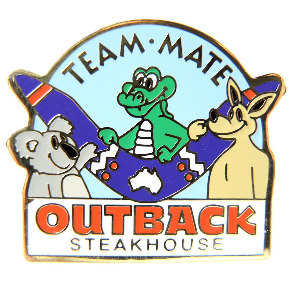 Outback Steakhouse Team Mate Light Blue Background Lapel Pin - Fazoom