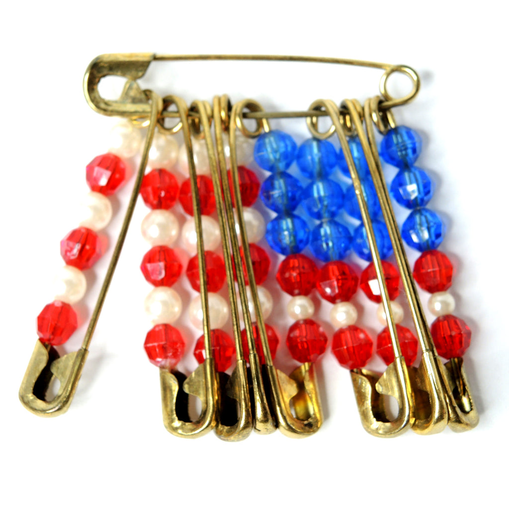 Patriotic USA Flag Handmade Vintage 2-inch Safety Pin - Fazoom