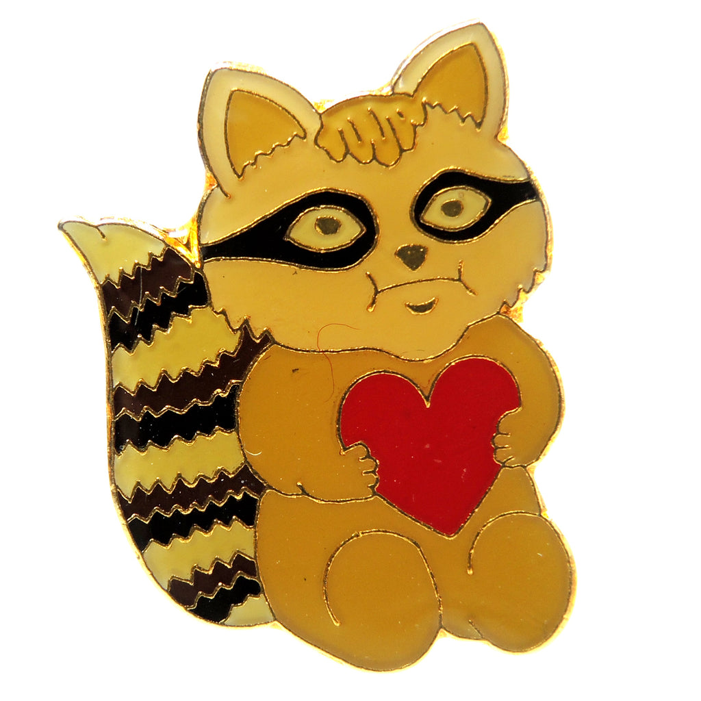 Raccoon with Heart Lapel Pin