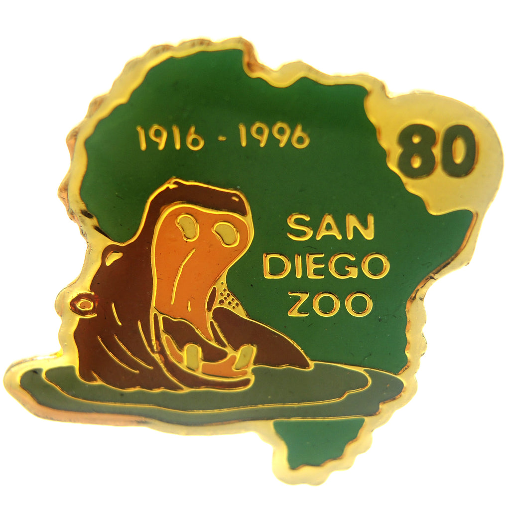 San Diego Zoo Hippo 80th Anniversary 1916-1996 Lapel Pin