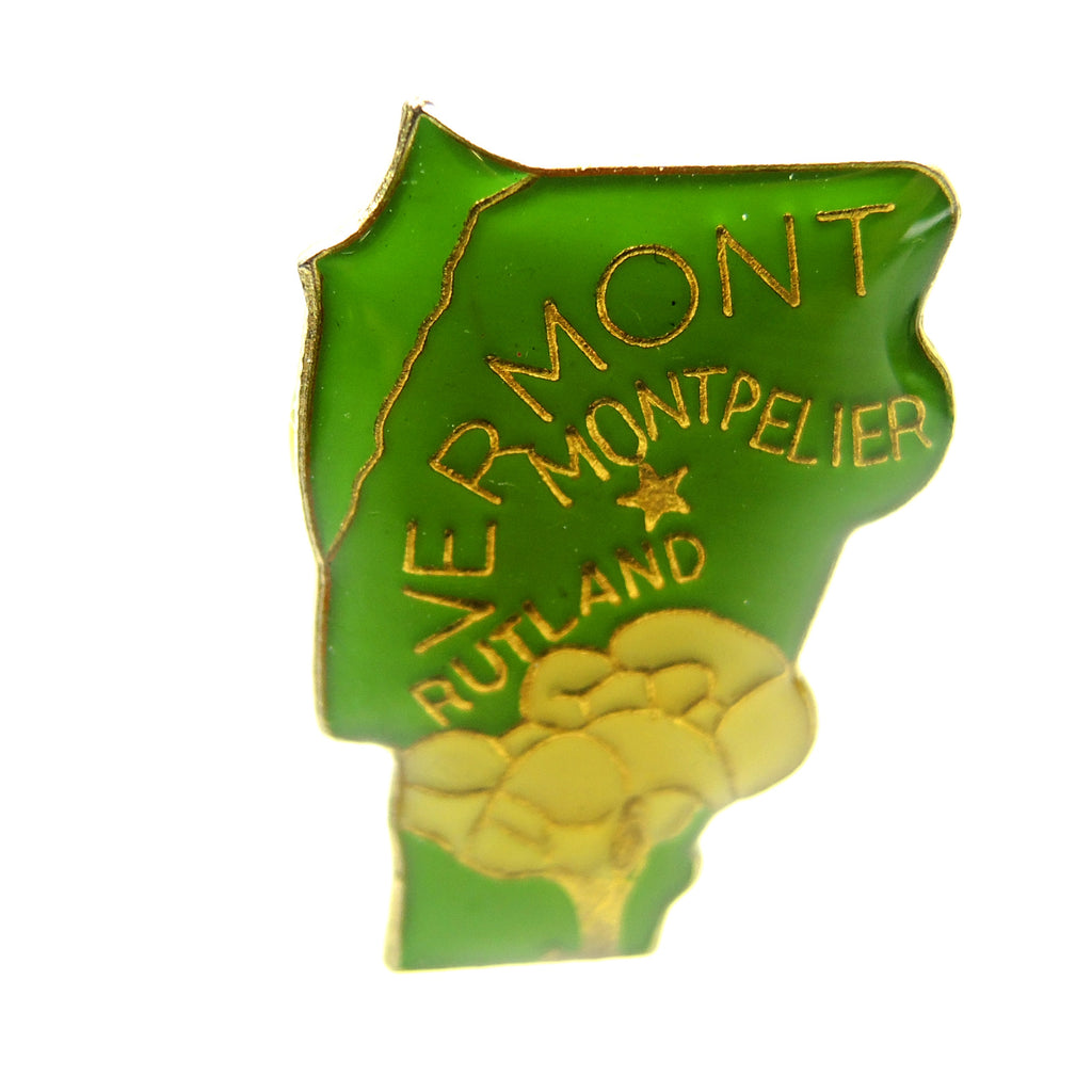 Vermont State Outline Montpelier Rutland Lapel Pin